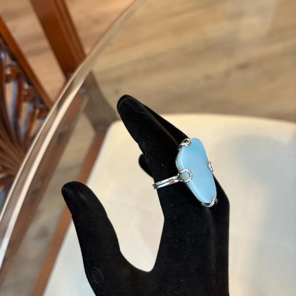 🩵🩵BARSE STERLING SILVER BLUE AGATE VINTAGE COCKTAIL RING!🩵🩵 - Picture 2 of 3